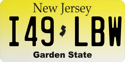 NJ license plate I49LBW