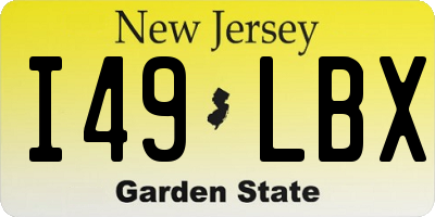 NJ license plate I49LBX
