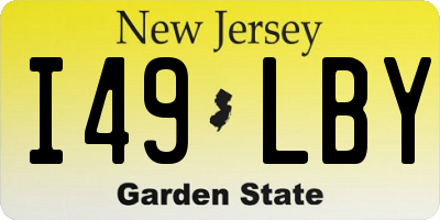 NJ license plate I49LBY