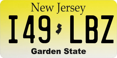 NJ license plate I49LBZ