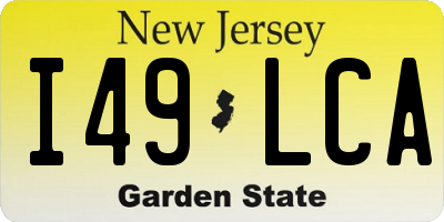 NJ license plate I49LCA