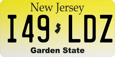 NJ license plate I49LDZ