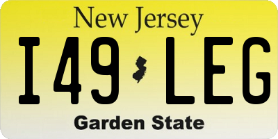 NJ license plate I49LEG