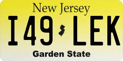 NJ license plate I49LEK