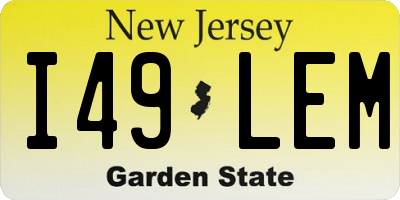 NJ license plate I49LEM