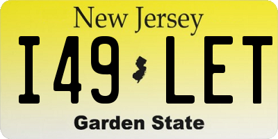 NJ license plate I49LET