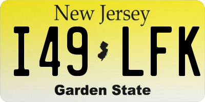 NJ license plate I49LFK
