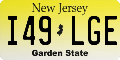 NJ license plate I49LGE