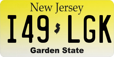 NJ license plate I49LGK