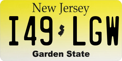 NJ license plate I49LGW