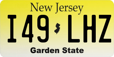 NJ license plate I49LHZ