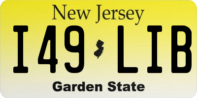 NJ license plate I49LIB