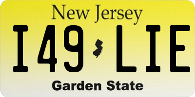 NJ license plate I49LIE