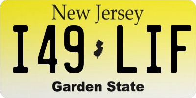 NJ license plate I49LIF