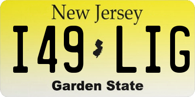 NJ license plate I49LIG