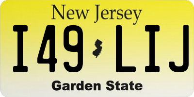 NJ license plate I49LIJ