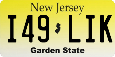 NJ license plate I49LIK