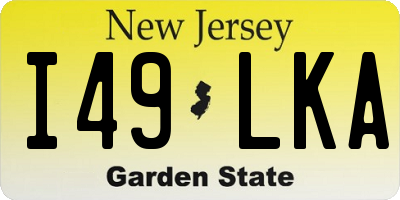 NJ license plate I49LKA