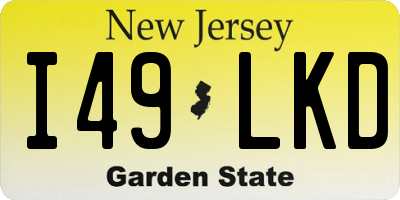 NJ license plate I49LKD