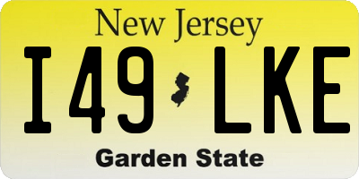 NJ license plate I49LKE