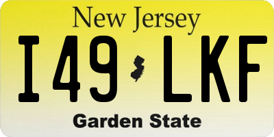 NJ license plate I49LKF