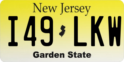 NJ license plate I49LKW