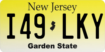 NJ license plate I49LKY