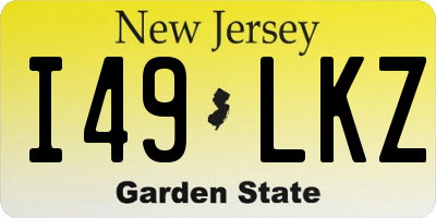 NJ license plate I49LKZ