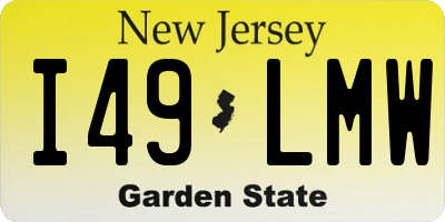 NJ license plate I49LMW