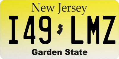 NJ license plate I49LMZ