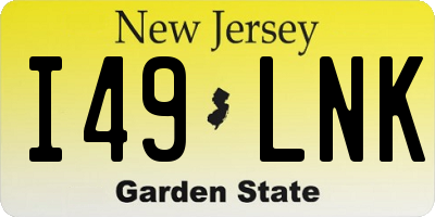 NJ license plate I49LNK