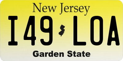 NJ license plate I49LOA