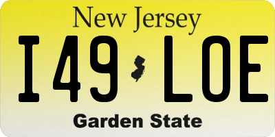 NJ license plate I49LOE
