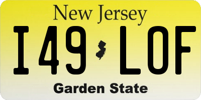 NJ license plate I49LOF