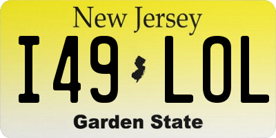 NJ license plate I49LOL