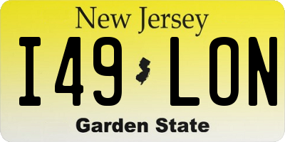 NJ license plate I49LON