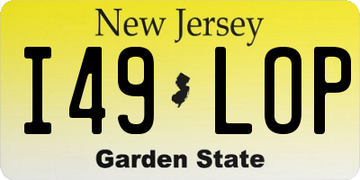 NJ license plate I49LOP