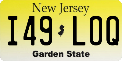 NJ license plate I49LOQ