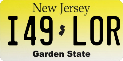 NJ license plate I49LOR