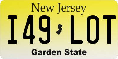 NJ license plate I49LOT