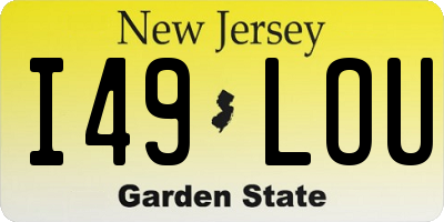 NJ license plate I49LOU