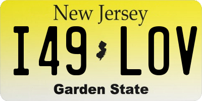 NJ license plate I49LOV