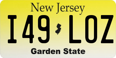 NJ license plate I49LOZ