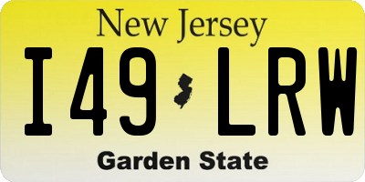 NJ license plate I49LRW