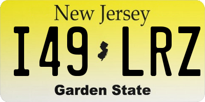 NJ license plate I49LRZ