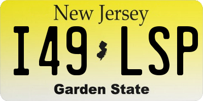 NJ license plate I49LSP
