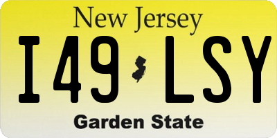 NJ license plate I49LSY