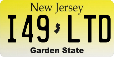 NJ license plate I49LTD