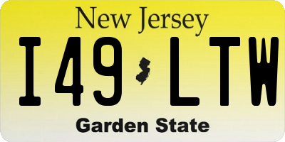 NJ license plate I49LTW