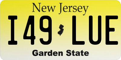 NJ license plate I49LUE